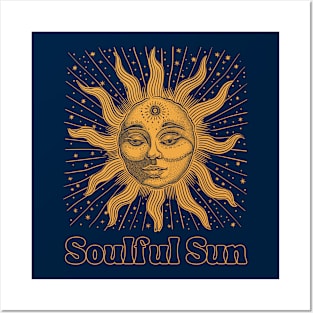 Soulful Sun Vintage Zen  Illustration Posters and Art